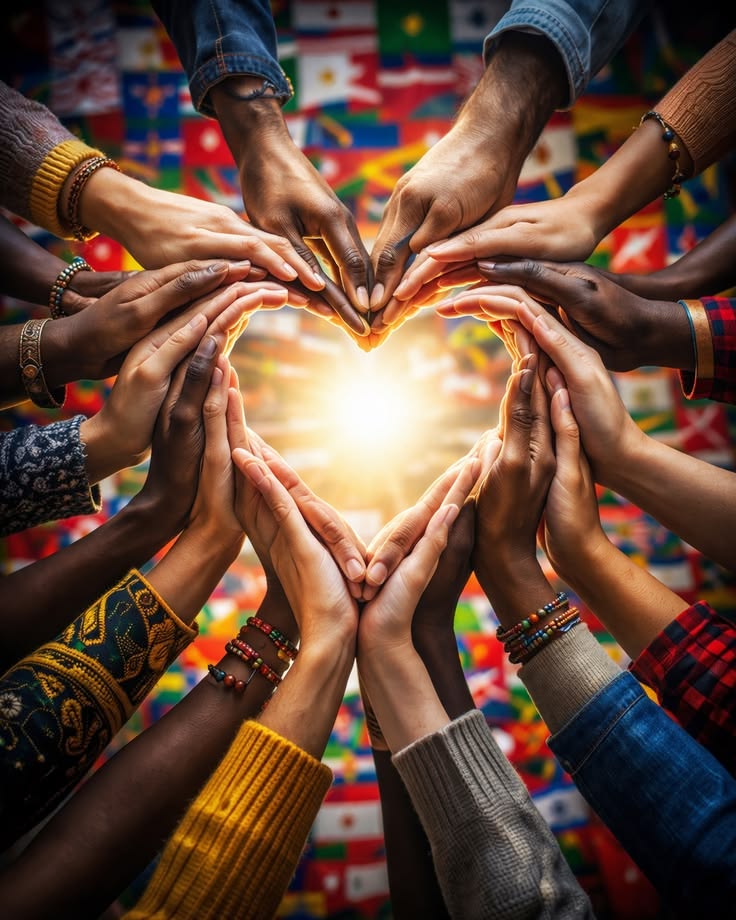 Hands passing a heart